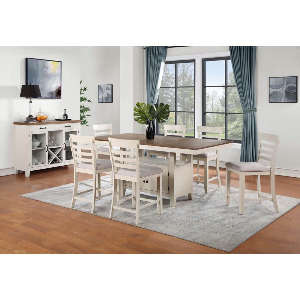 Hyland Light Brown Extendable Counter-Height Dining Set with 6 Chairs