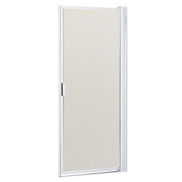 Contractors Wardrobe Model 6100 26-1/8 in. to 28-1/8 in. x 63 in. Framed Pivot Shower Door in Bright Clear with Rain Glass