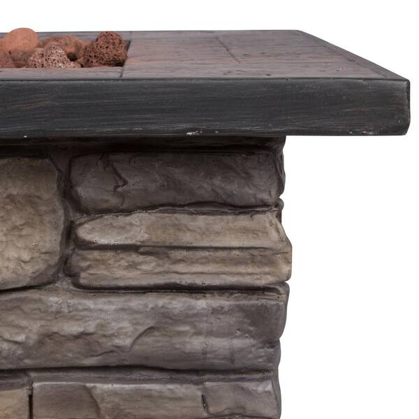 Shine Company Sevilla 34.5 in. Square Outdoor Fire Pit Table - Stone Shine Company Sevilla 34.5 in. Square Outdoor Fire Pit Table - Stone