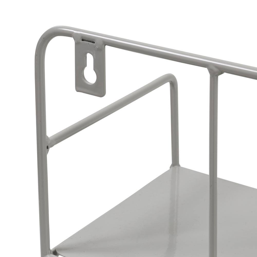 Gray Steel 2-Tier Wall Shelf with Curved Design
