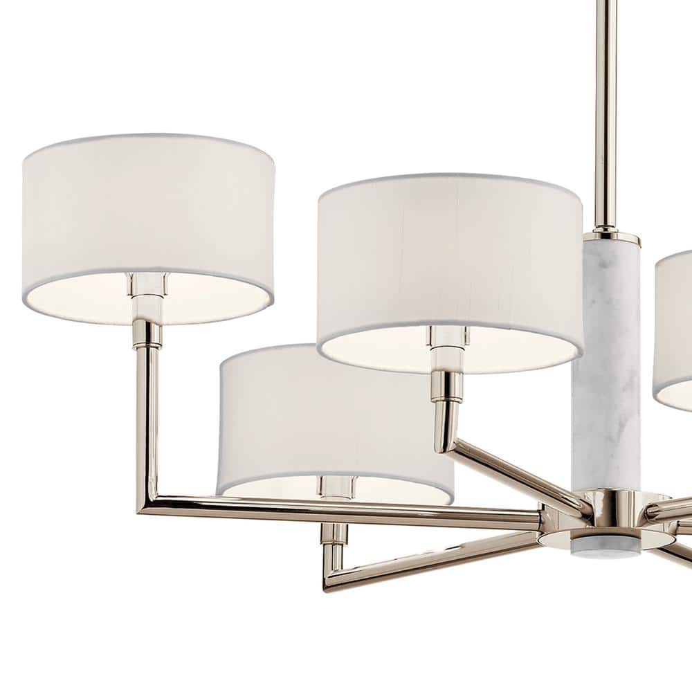 Laurent 33" Polished Nickel 6-Light Candle Chandelier
