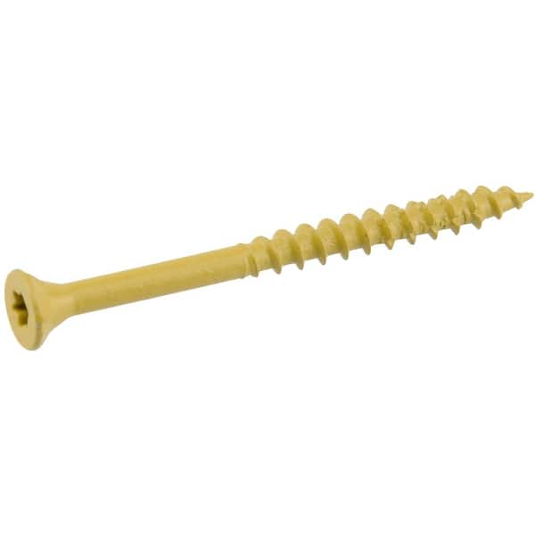 Photo 1 of #10 x 4 in. Star Flat Head Square Drive Tan Deck Screw 1 lb.-Box (44-Piece)