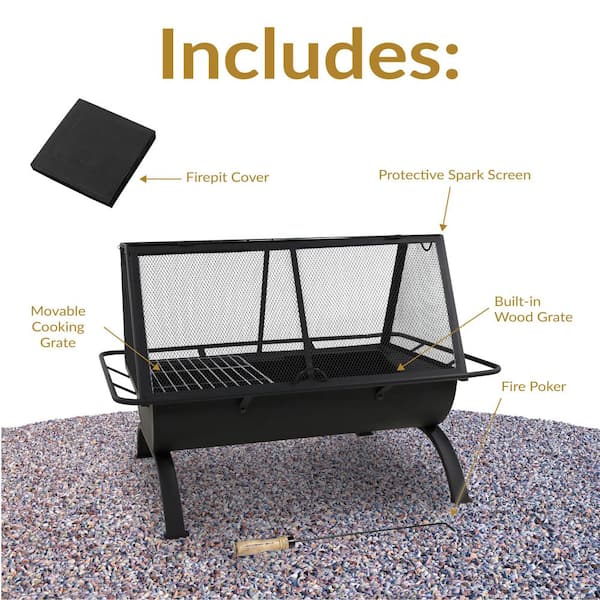 Sunnydaze Northland 36 in. x 27 in. Rectangle Steel Wood Burning