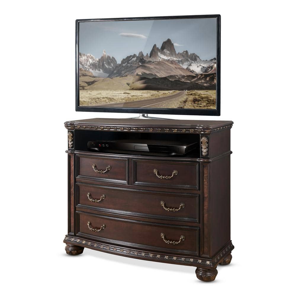 Rich Cocoa Brown Media Chest with Dovetail Drawers