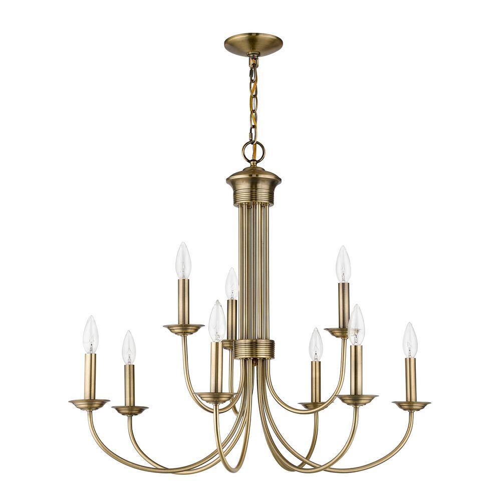 Antique Brass 9-Light Candle Style Chandelier