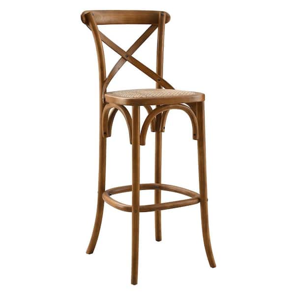 Gear 43.5 in. ELM Wood Bar Stool in Walnut