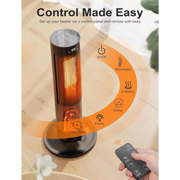 Nordic Hygge 1500-Watt 27 in. Electric Ceramic Tower Oscilating