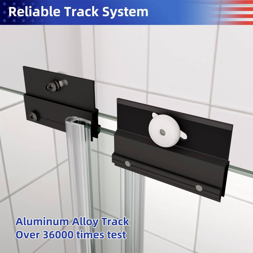 Matte Black Framed Sliding Shower Door with Clear Tempered Glass