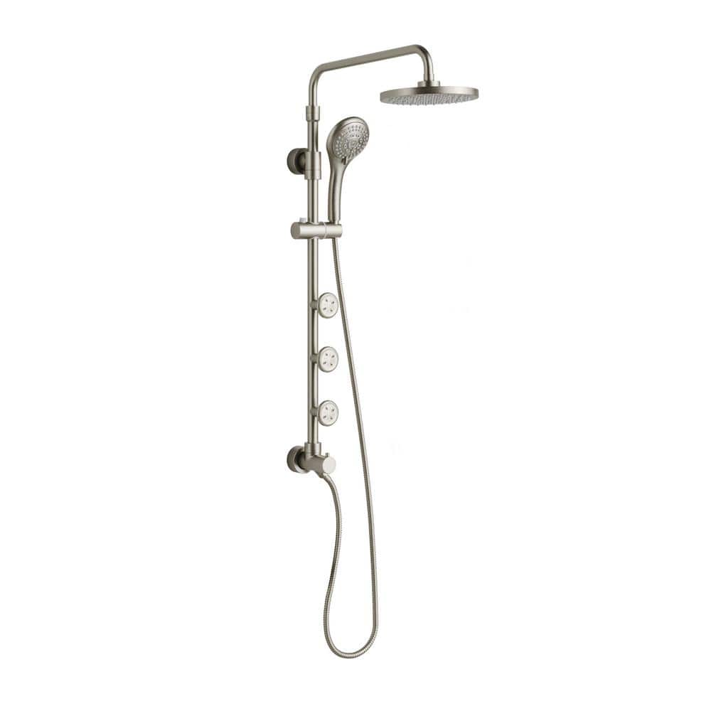 Brushed Nickel Multi-Function Shower System with Adjustable Height