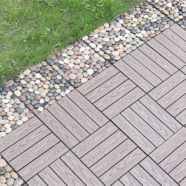 PURE ERA 12 in. x 12 in. Multi Colored Polished Pebble Stone Interlocking  Floor Deck Tiles Easy Install (Pack of 4) PE-DT01-PM04 - The Home Depot