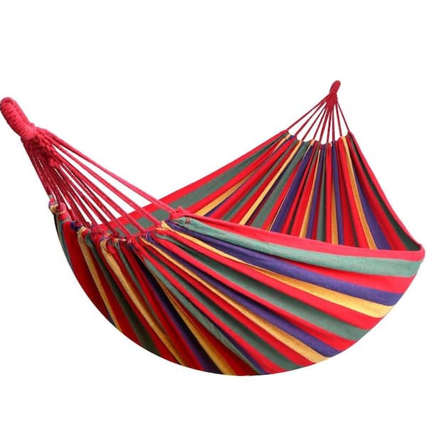ITOPFOX 9 ft. Portable Fabric Hammock with Tree Straps and Travel Bag for Travel, Camping, Outdoor Activity in Red