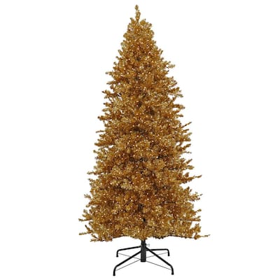 National Tree Company 9 ft. Pre-Lit Artificial Christmas Crystal Pine Hinged Tree, 950 RGB LED Lights- UL Clear