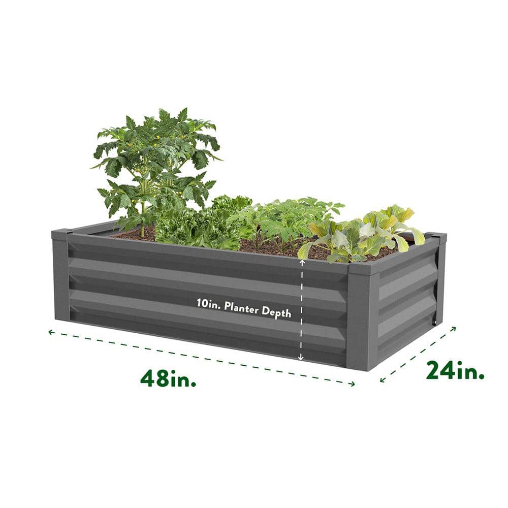 Moderno 48"x24" Rust-Resistant Powder-Coated Steel Raised Garden Bed