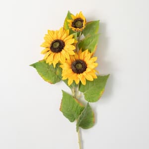38" Artificial Yellow Triple Sunflower Spray
