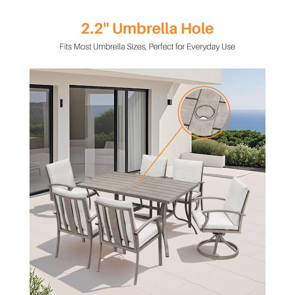 60 in. Outdoor Patio Dining Table for 6, Rectangular Aluminum