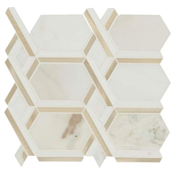 Take Home Sample - Luxor Royal Link Gold Pattern 6 in. x 6 in. x 8mm Stone Metal Mesh-Mounted Mosaic Tile