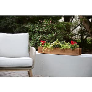 36 in. Brooklin Stained Brown Wood Planter Box (36 in. L x 6.5 in. W x 5.8 in. H)
