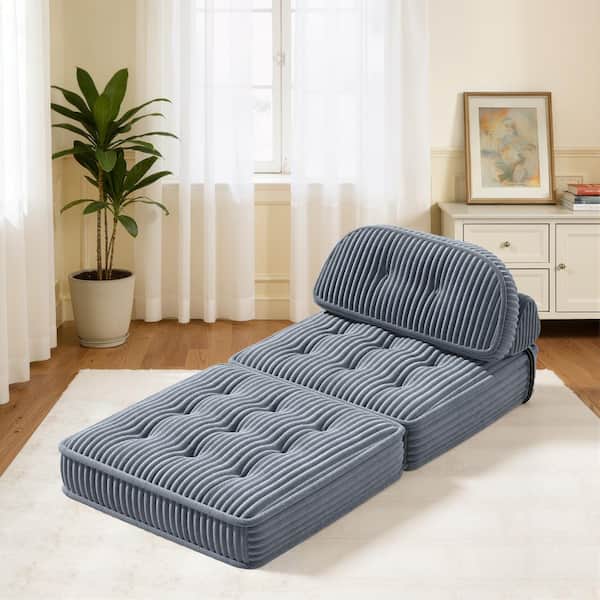 WONDER COMFORT Cozy 35 in. Gray Corduroy Twin Size Folding Floor