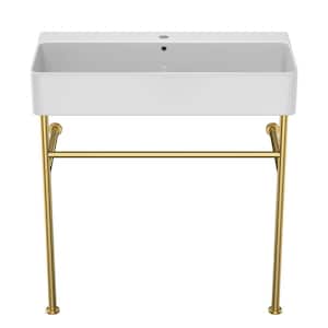 Eridanus Turner 30 in. Vitreous China White Console Sink