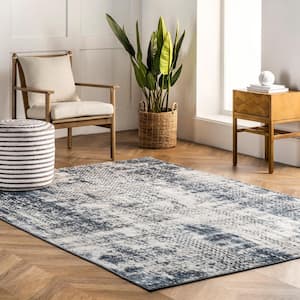 Taylor Modern Abstract Blue 7 ft. x 9 ft. Indoor Area Rug