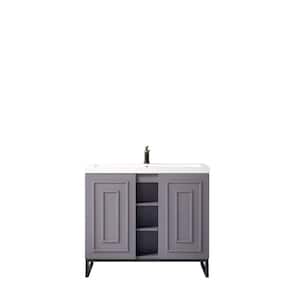 Alicante' 39.4 in. W x 15.6 in. D x 35.5 in. H Bathroom Vanity in Grey Smoke with White Glossy Resin Top