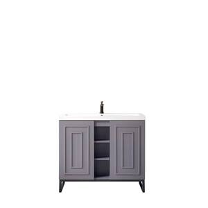 Alicante 39.4 in. W x 15.6 in. D x 35.5 in. H Bathroom Vanity in Grey Smoke with White Glossy Resin Top