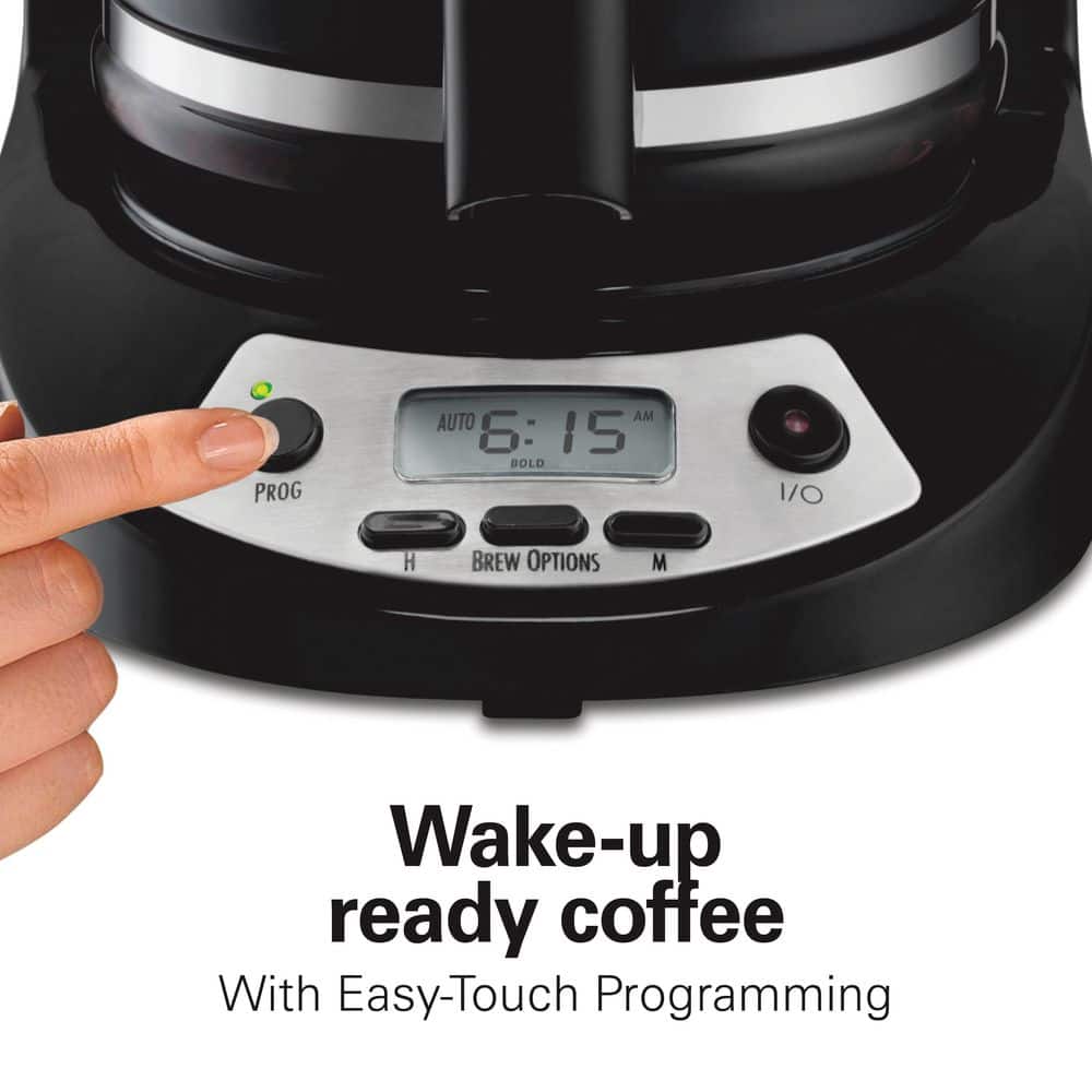12-Cup Black Stainless Steel Programmable Drip Coffee Maker