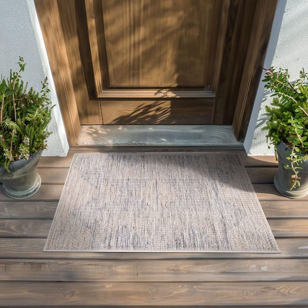 Bailey Natural 2 ft. x 3 ft. Transitional Geometric Flat Weave Polypropylene Rectangle Indoor/Outdoor Area Rug