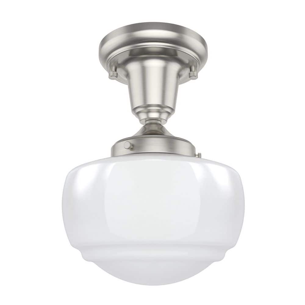 Brushed Nickel 7.5" Mini Pendant with White Glass Shade