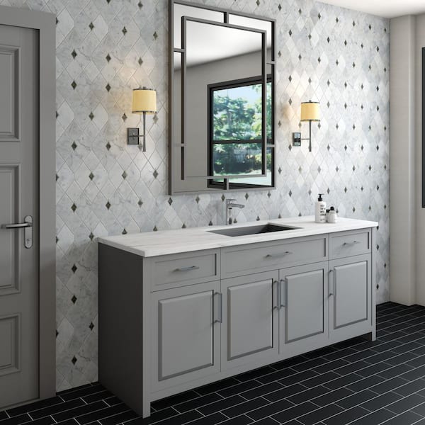 Lavaliere Harlequin Carrara White Polished 10 in. x 12 in. Marble Harlequin Mosaic Tile (0.69 sq. ft./Each)