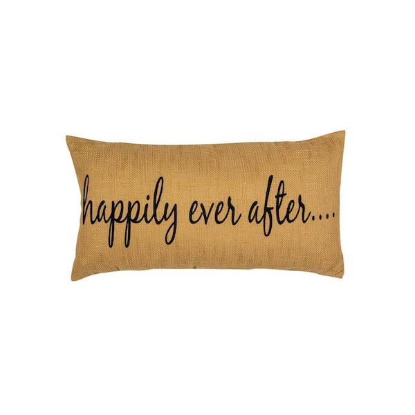 Unbranded Happily Ever After Burlap Jute Lumbar Decorative Throw Pillow Cover Burlap