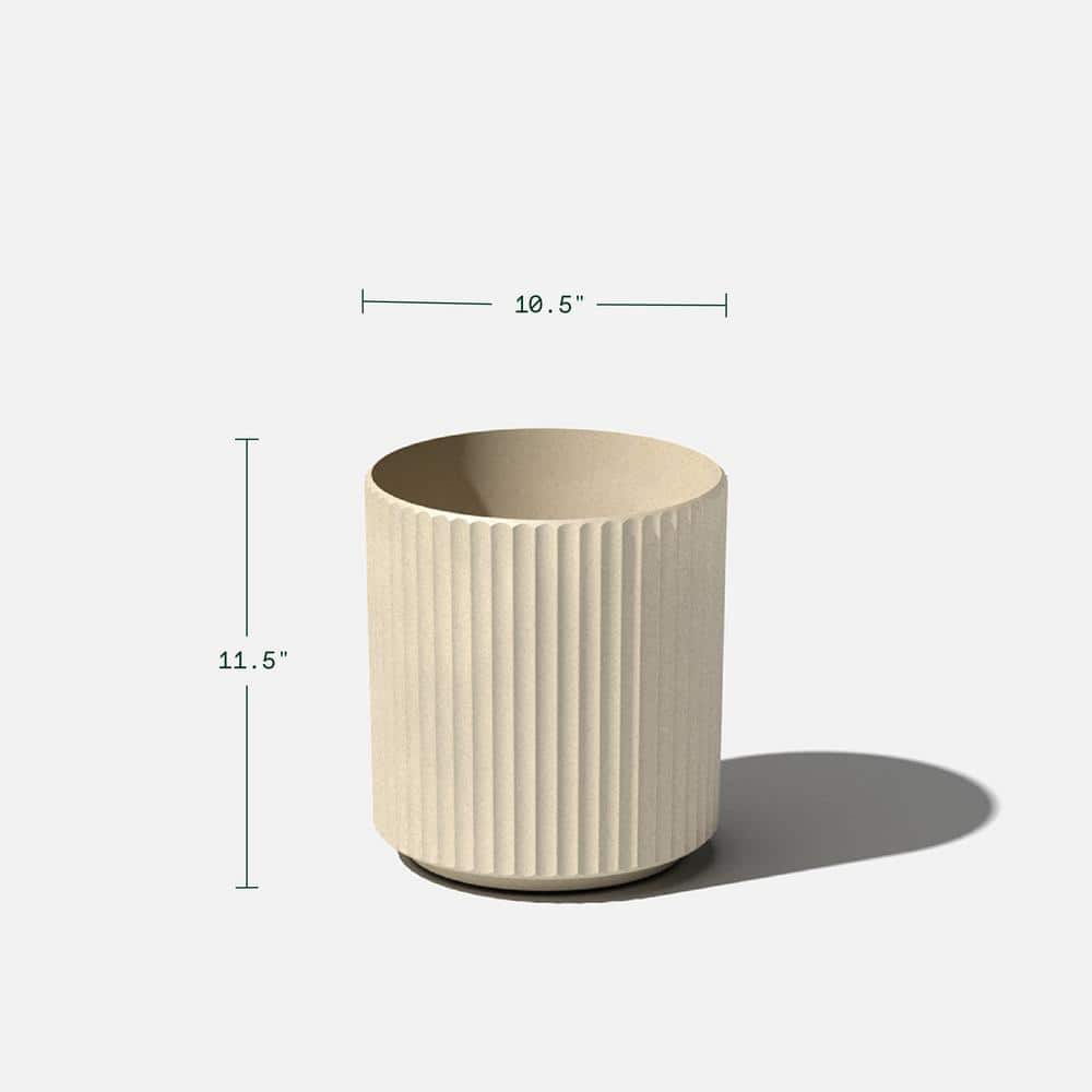 Sand Textured Plastic-Stone Composite Round Planter Set