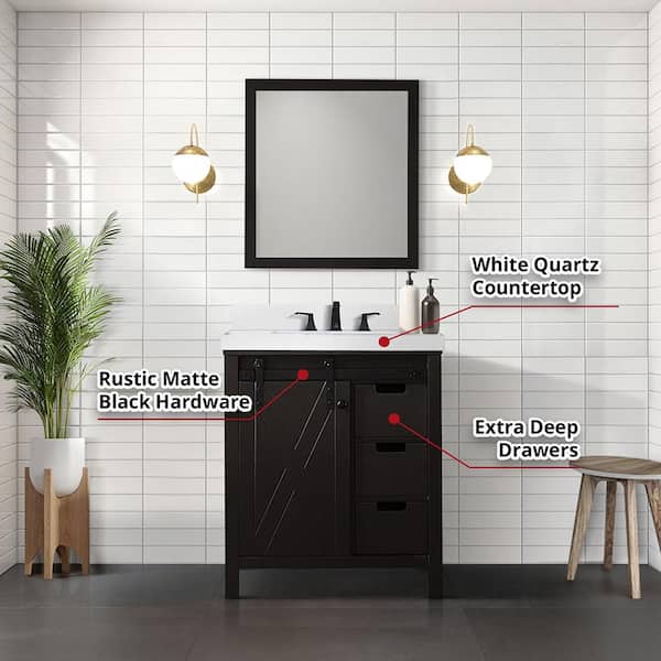 Lexora Marsyas 30-in Brown Bathroom Vanity Cabinet (Mirror Included) Lexora Marsyas 30-in Brown Bathroom Vanity Cabinet (Mirror Included)