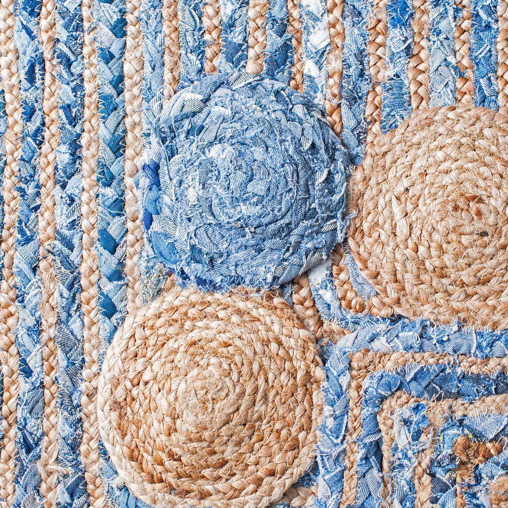 Handwoven Blue and Beige Cotton Rectangular Area Rug 3' x 5'