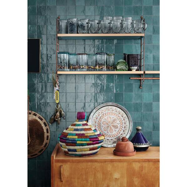 Zellige Neo Petrolio Glossy 4 in. x 4 in. Glazed Ceramic Undulated Wall Tile (7.98 sq. ft./case)