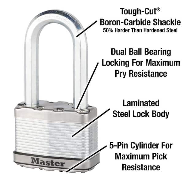 Heavy Duty Outdoor Padlock with Key, 2-1/2 in. Wide, 2-1/2 in. Shackle, 2  Pack
