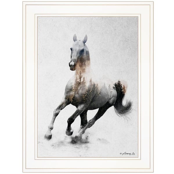HomeRoots Charlie Galloping Stallion 1-Piece Framed Wall Art 15 in. x 19 in.