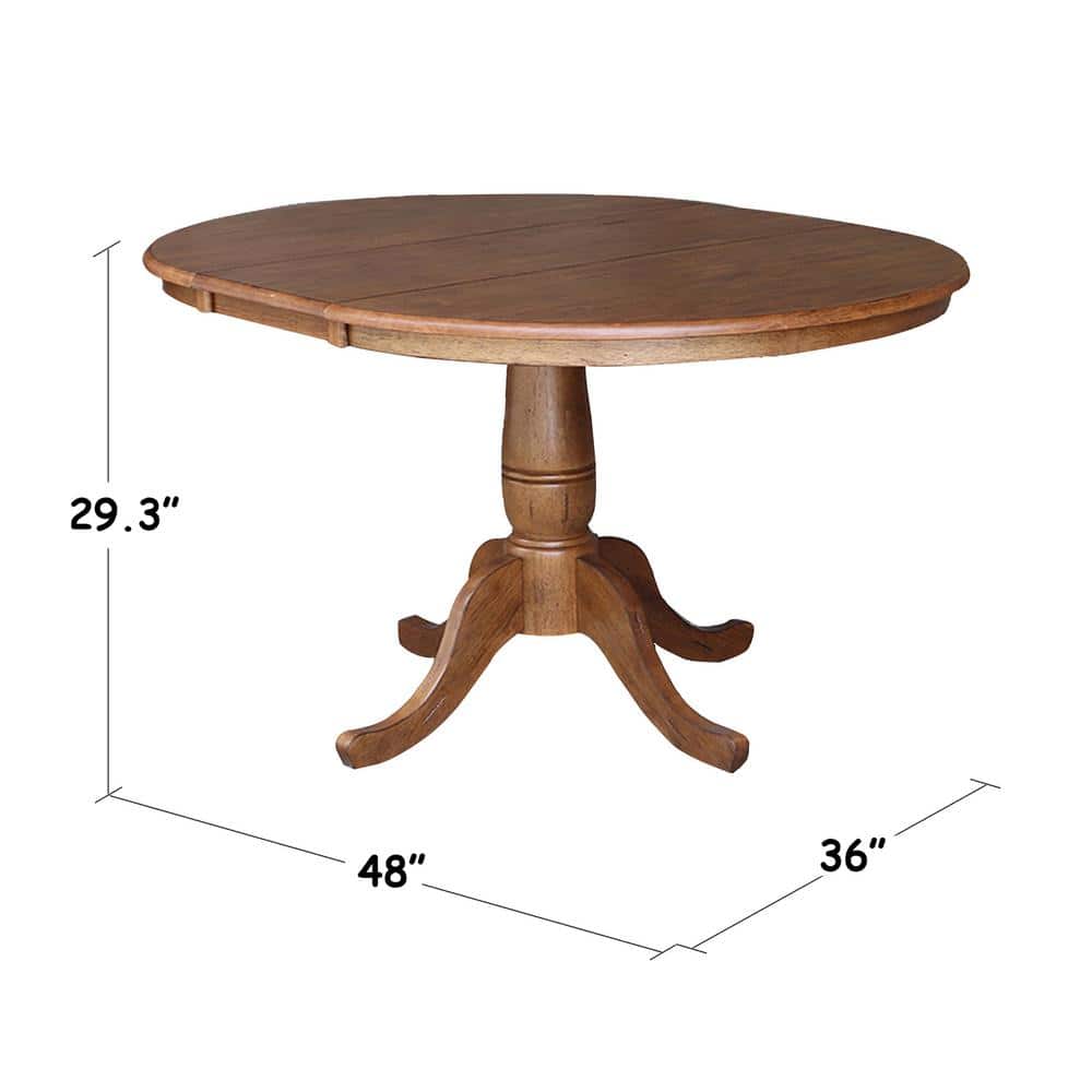 Elegant Round Oak Extendable Dining Table with Drop Leaf