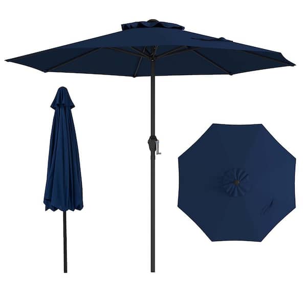 8.5 ft. Outdoor Patio Umbrella Modern Table Umbrella W/8 Heavy Duty Ribs Sun-Proof in Navy