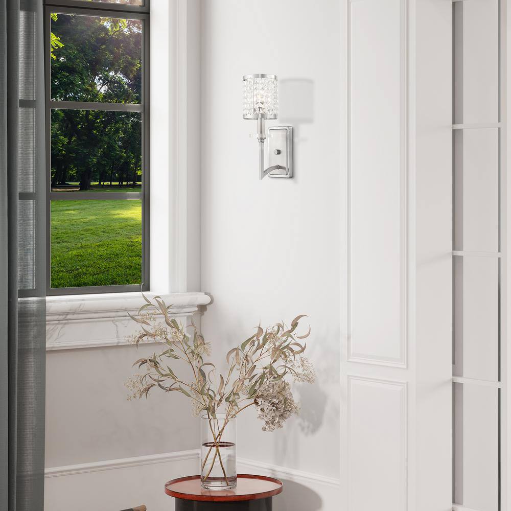 Brushed Nickel Wall Sconce with Clear Crystal Shade
