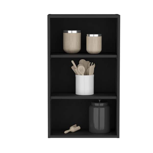 21 in. W x 12 in. D x 36 in. H Bathroom Storage Wall Cabinet in Black with 3 Shelves