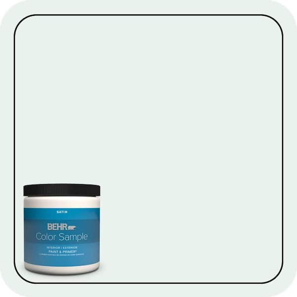 BEHR PREMIUM PLUS 8 oz. #W-B-520 Glacial Tint Satin Enamel Interior/Exterior Paint & Primer Color Sample