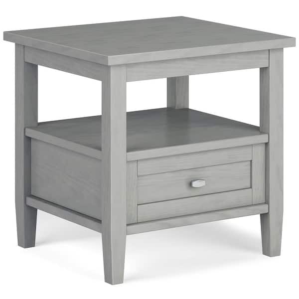 Simpli Home Warm Shaker 20 in. Wide Rectangle Solid Wood End Table in Fog Grey
