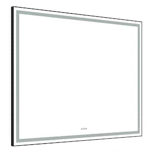 60 in. W x 48 in. H Rectangular Framed Dimmable LED Light Wall Bathroom Vanity Mirror in Black