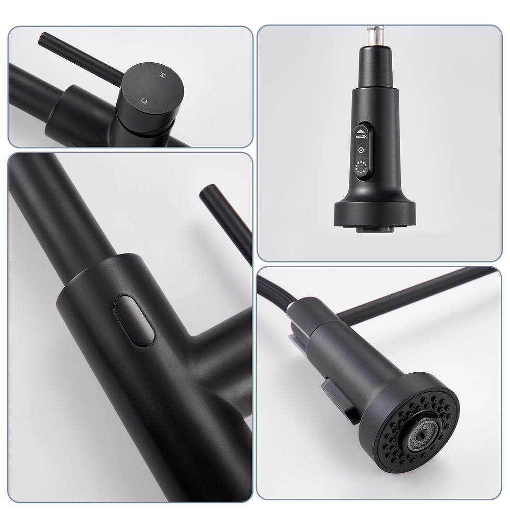 Matte Black Stainless Steel Pull Down Kitchen Faucet with Touchless Sensor