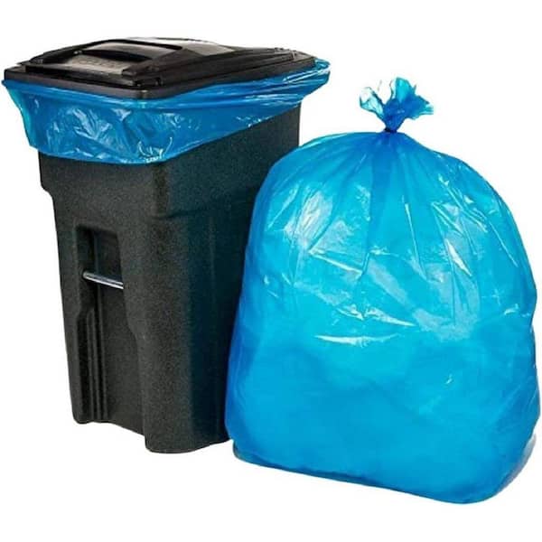 Plasticplace 61 in. W x 68 in. H, 95-96 Gal. 1.5 mil Blue Gusset Seal Low Density Trash Bags (25 Case)