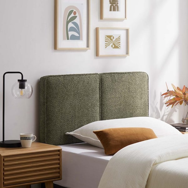 Lindee Boucle Fabric Twin Headboard in Sage