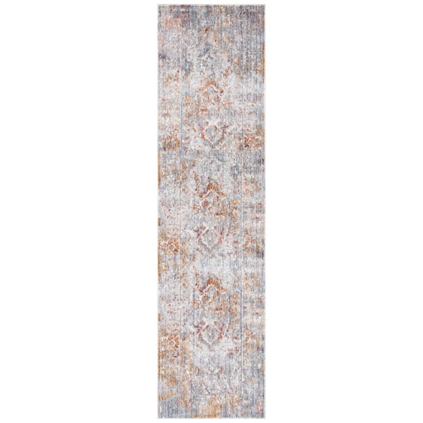 Winston 2 ft. x 10 ft. Gray/Silver Distressed Medallion Runner Rug
