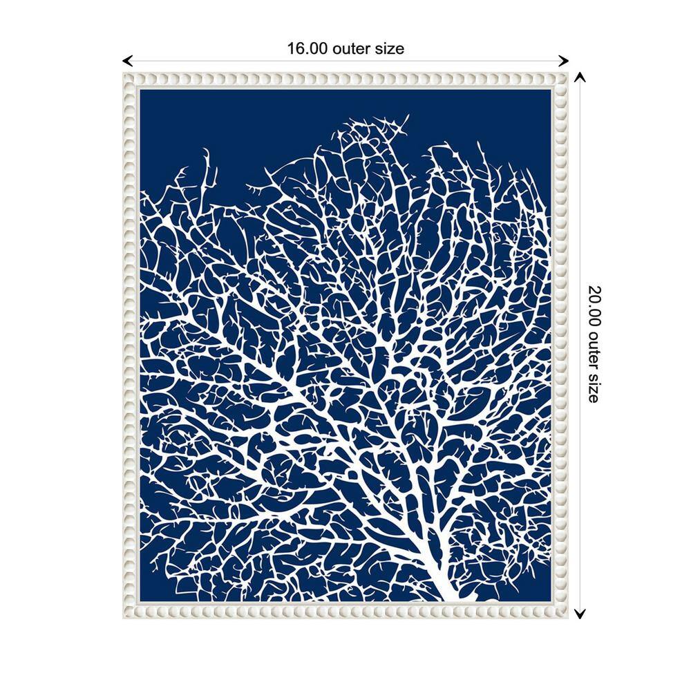 Navy Coral II Crop Coastal Canvas Art with White Frame