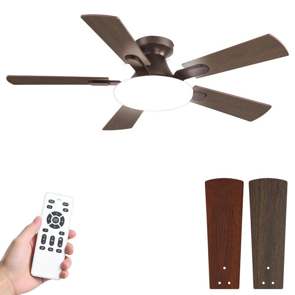 42 in Brown Flush Mount Indoor/Outdoor Ceiling Fans with LED Lights Remote/APP Reversible DC motor Standard living room price history on PriceWatchPro